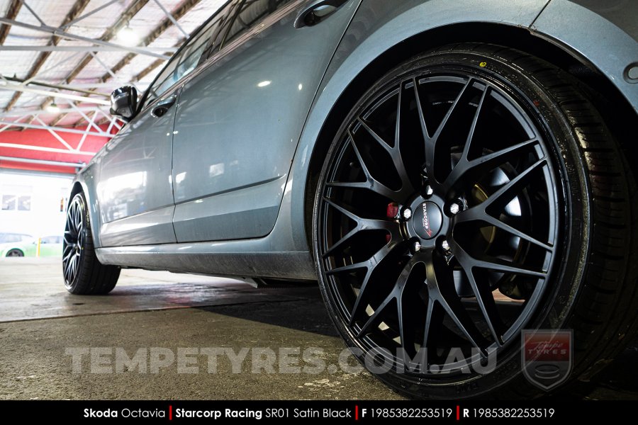 19x8.5 Starcorp Racing SR01 Satin Black on Skoda Octavia