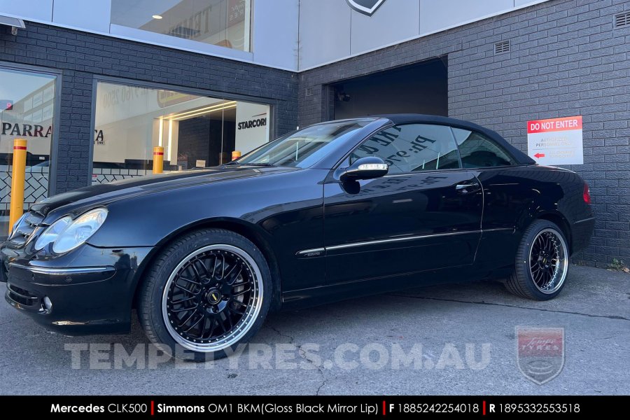 18x8.5 Simmons OM-1 Gloss Black on Mercedes CLK-Class