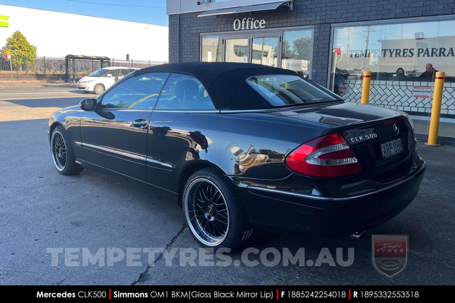 18x8.5 Simmons OM-1 Gloss Black on Mercedes CLK-Class