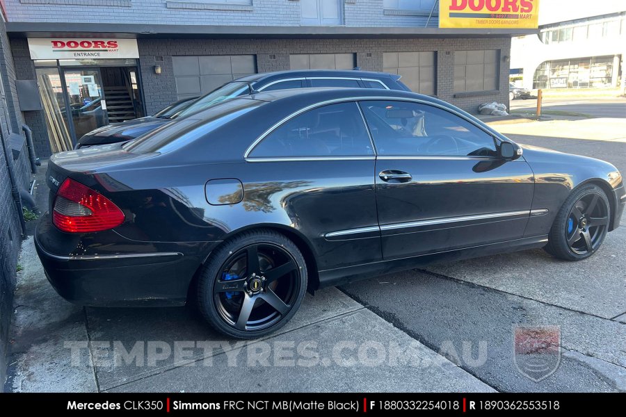 18x8.0 18x9.0 Simmons FR-C Matte Black NCT on Mercedes CLK-Class