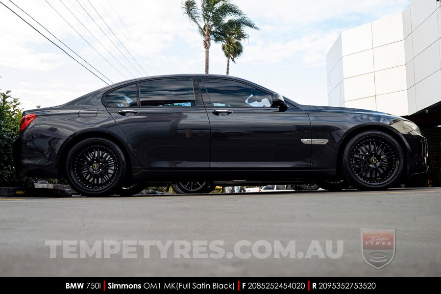 20x8.5 20x9.5 Simmons OM-1 Satin Black on BMW 7 Series