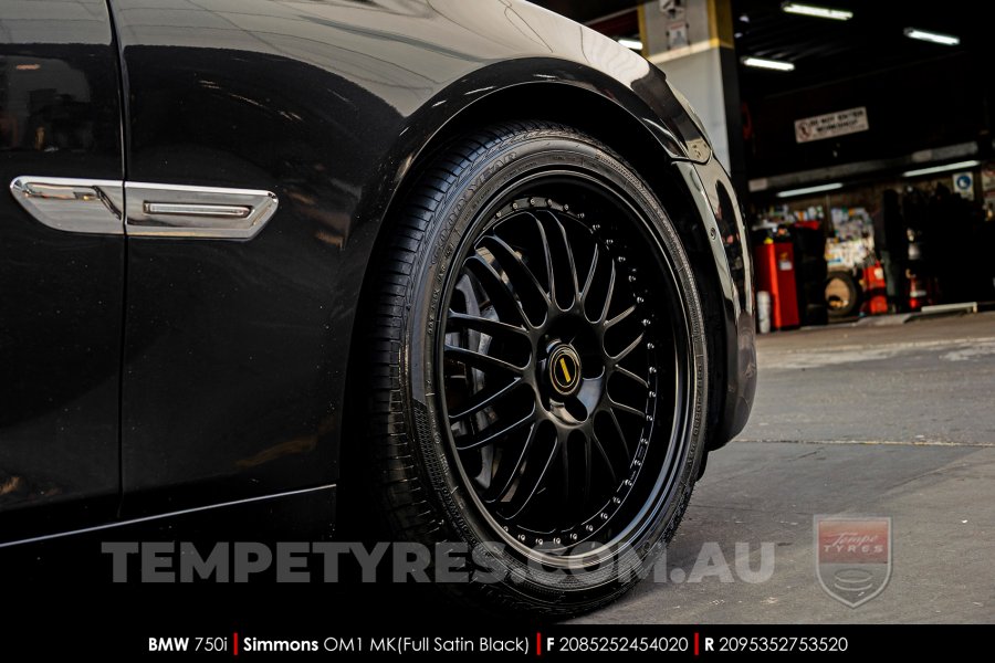 20x8.5 20x9.5 Simmons OM-1 Satin Black on BMW 7 Series