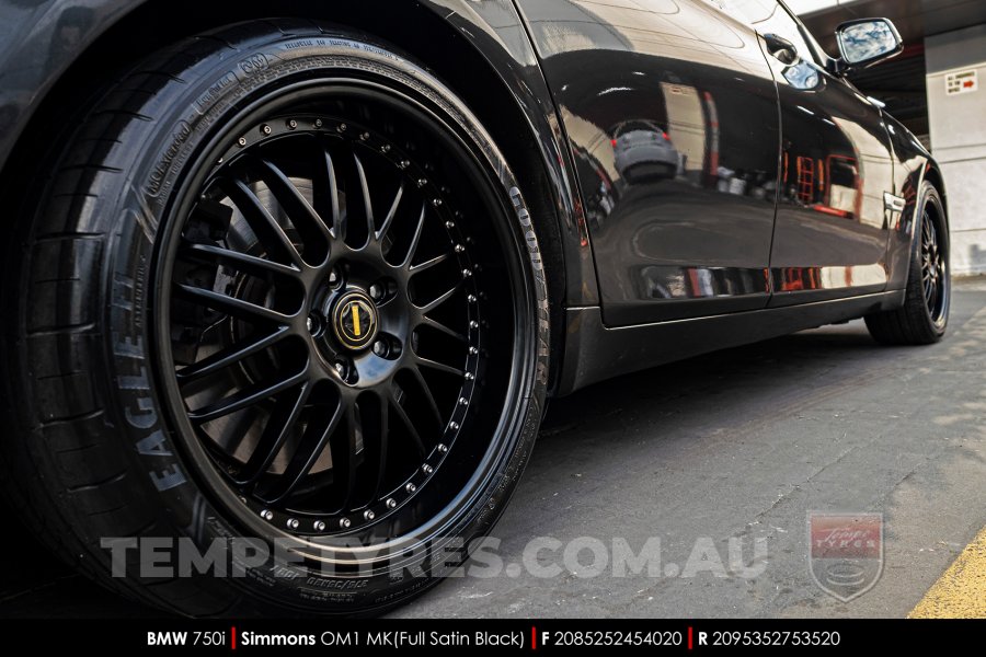 20x8.5 20x9.5 Simmons OM-1 Satin Black on BMW 7 Series