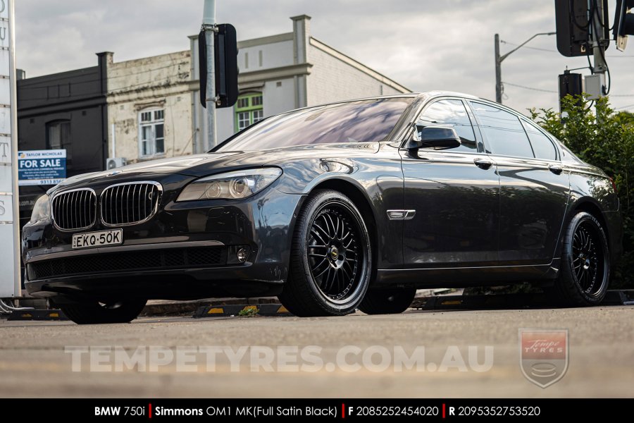 20x8.5 20x9.5 Simmons OM-1 Satin Black on BMW 7 Series