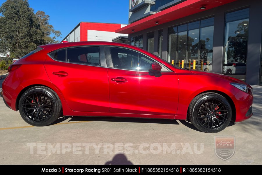 18x8.5 Starcorp Racing SR01 Satin Black on Mazda 3