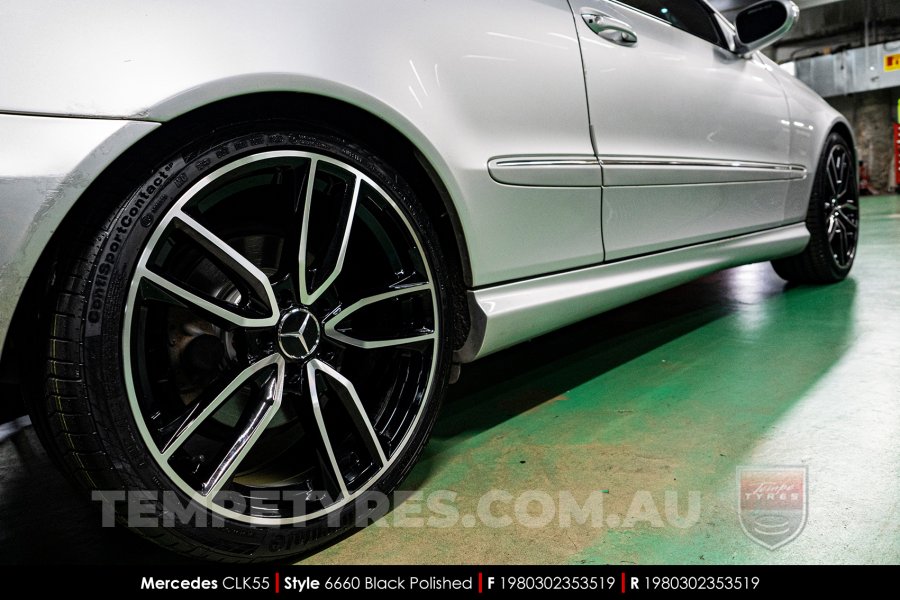 19x8.0 6660 Black Polished on Mercedes CLK-Class