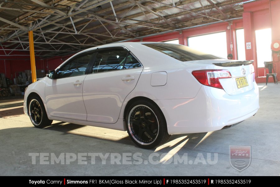 19x8.5 19x9.5 Simmons FR-1 Gloss Black on Toyota Camry