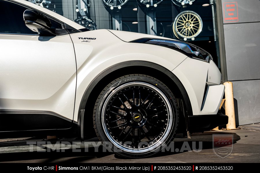 20x8.5 20x9.5 Simmons OM-1 Gloss Black on Toyota C-HR