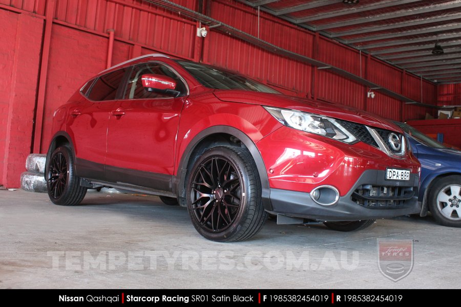 19x8.5 Starcorp Racing SR01 Satin Black on Nissan Qashqai