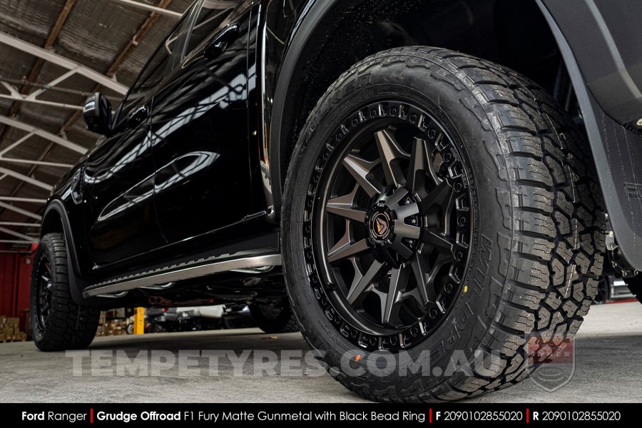 20x9.0 Grudge Offroad F1 Fury Matte Gunmetal on Ford Ranger