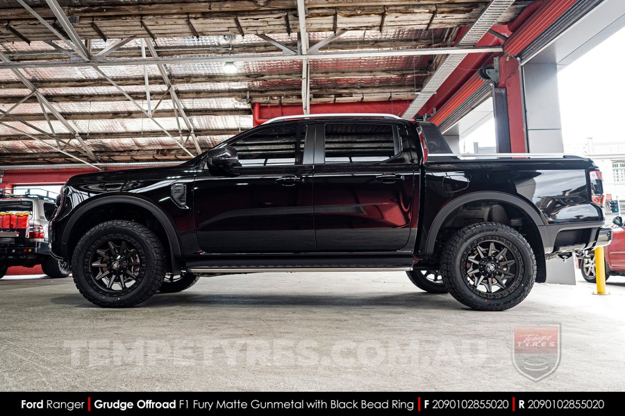 20x9.0 Grudge Offroad F1 Fury Matte Gunmetal on Ford Ranger