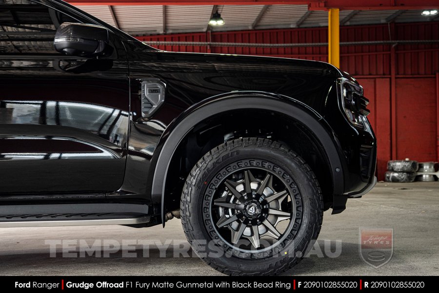 20x9.0 Grudge Offroad F1 Fury Matte Gunmetal on Ford Ranger