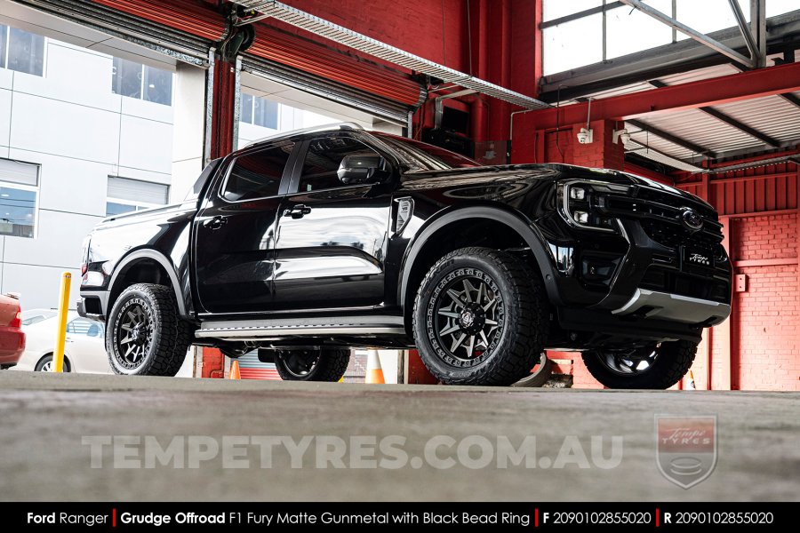 20x9.0 Grudge Offroad F1 Fury Matte Gunmetal on Ford Ranger