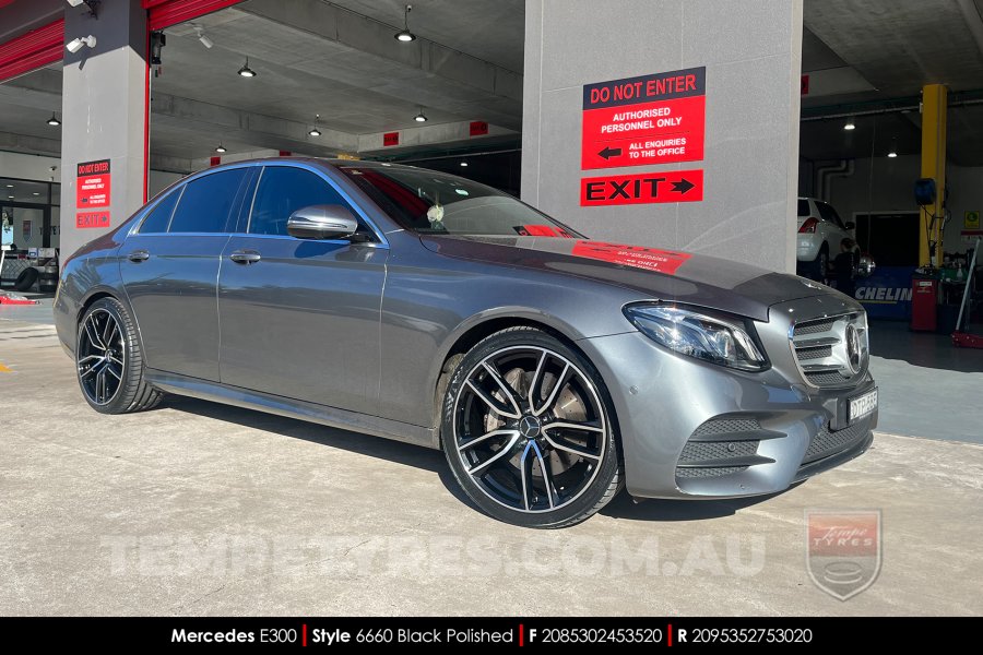 20x8.5 20x9.5 6660 Black Polished on Mercedes E-Class