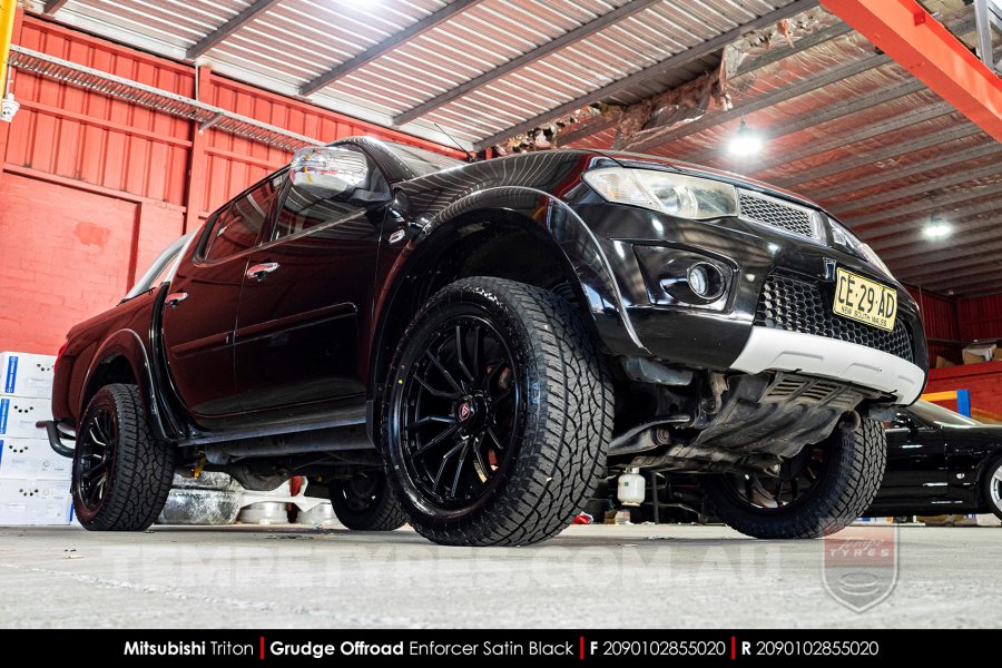 20x9.0 Grudge Offroad F2 Enforcer Satin Black on Mitsubishi Triton