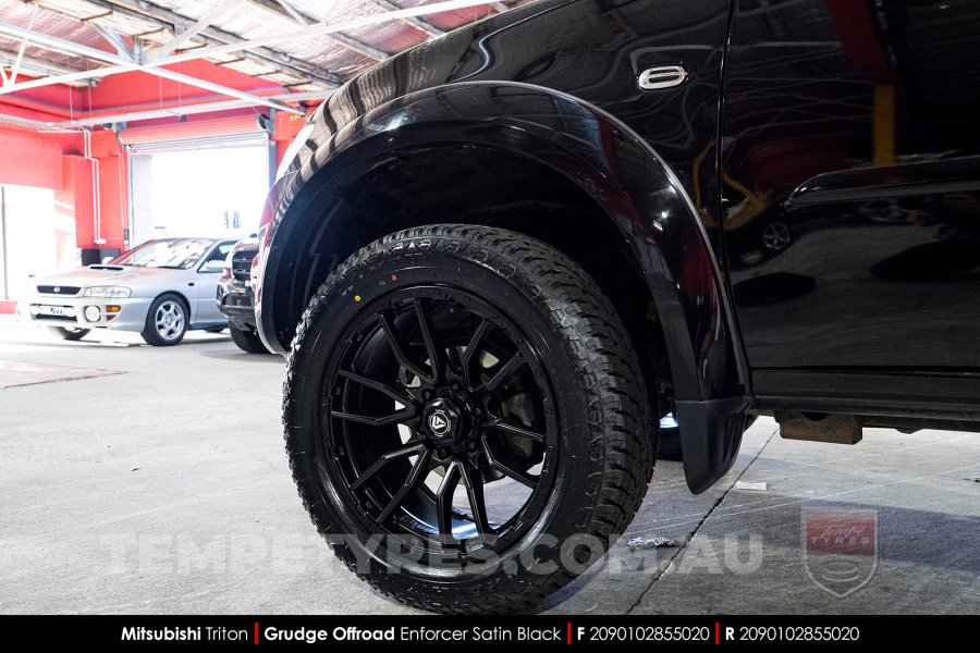 20x9.0 Grudge Offroad F2 Enforcer Satin Black on Mitsubishi Triton