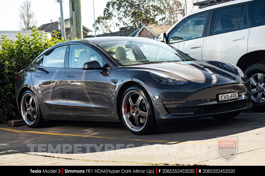 20x8.5 20x9.5 Simmons FR-1 Hyper Dark on Tesla Model 3