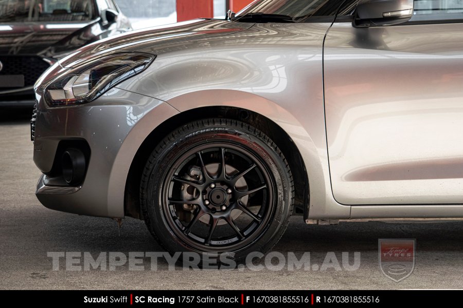 16x7.0 SC Racing 1757 Satin Black on Suzuki Swift