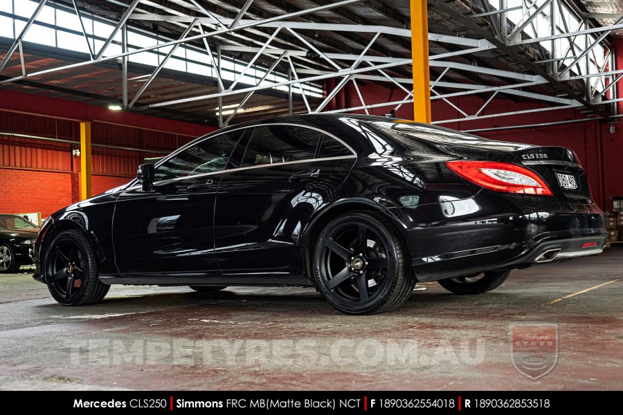 18x8.0 18x9.0 Simmons FR-C Matte Black NCT on Mercedes CLS-Class