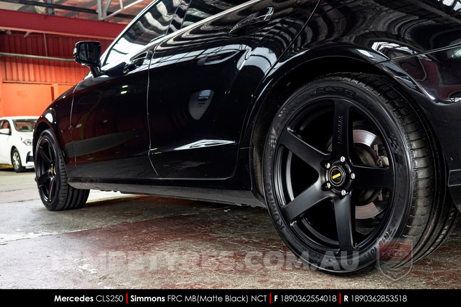 18x8.0 18x9.0 Simmons FR-C Matte Black NCT on Mercedes CLS-Class