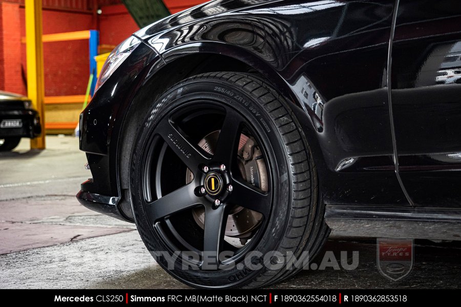 18x8.0 18x9.0 Simmons FR-C Matte Black NCT on Mercedes CLS-Class