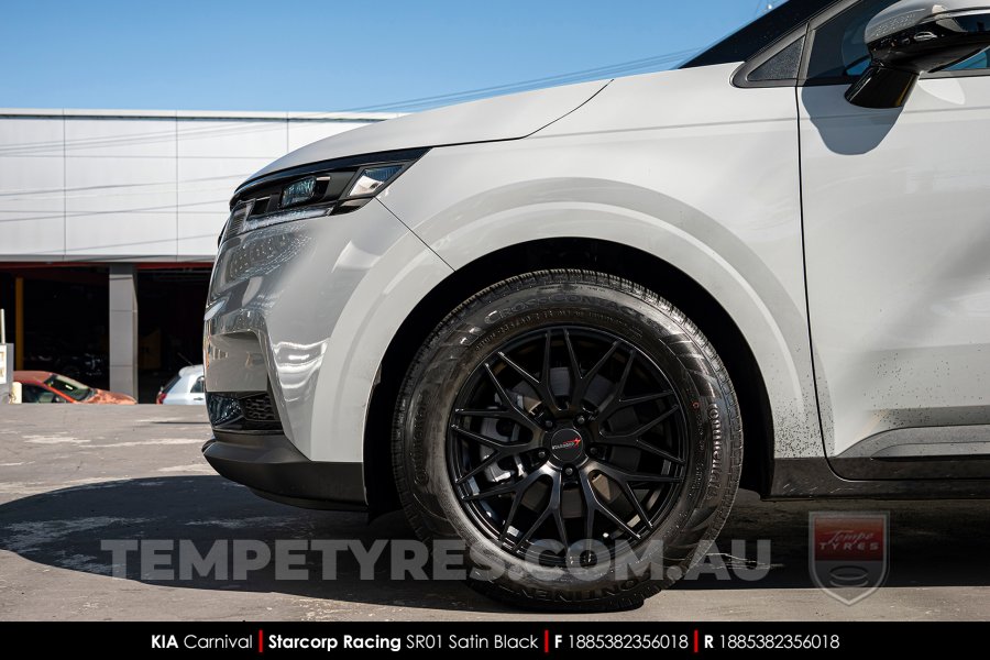 18x8.5 Starcorp Racing SR01 Satin Black on KIA Carnival