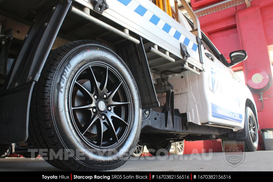 16x7.0 Starcorp Racing SR05 Satin Black on Toyota Hilux