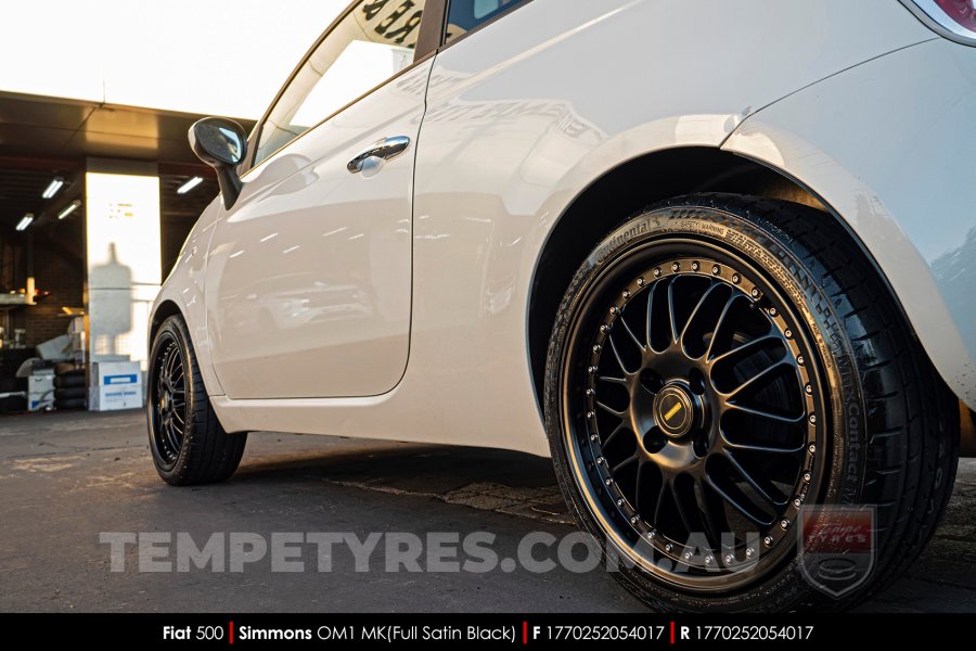 17x7.0 17x8.5 Simmons OM-1 Satin Black on Fiat 500