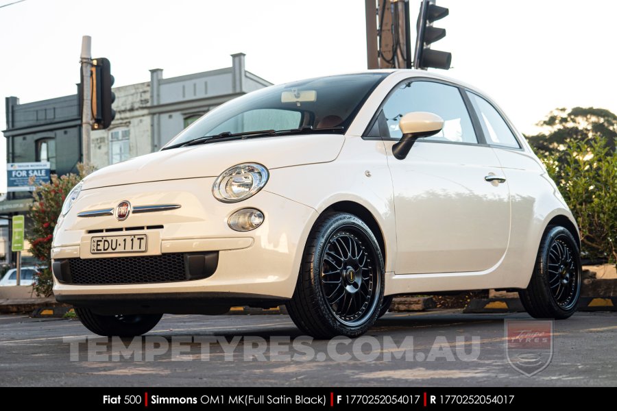 17x7.0 17x8.5 Simmons OM-1 Satin Black on Fiat 500