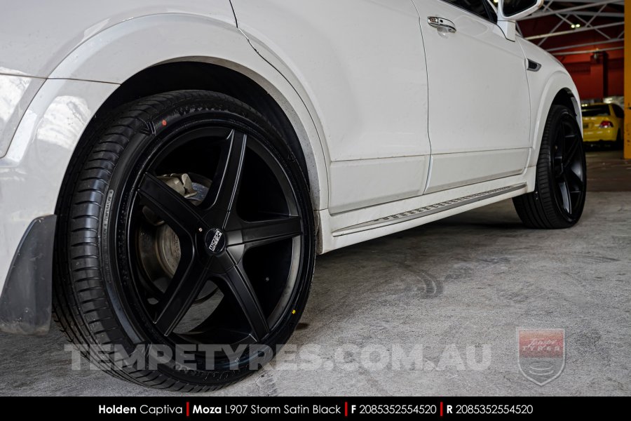 20x8.5 MOZA 907 Storm Satin Black on Holden Captiva