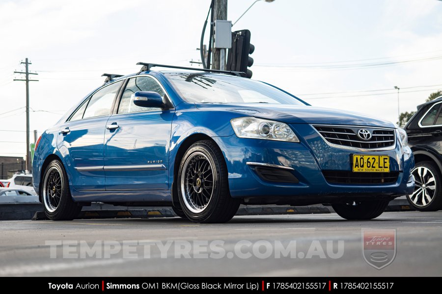 17x8.5 17x9.5 Simmons OM-1 Gloss Black on Toyota Aurion