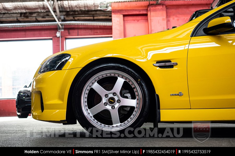 19x8.5 19x9.5 Simmons FR-1 Silver on Holden Commodore VE