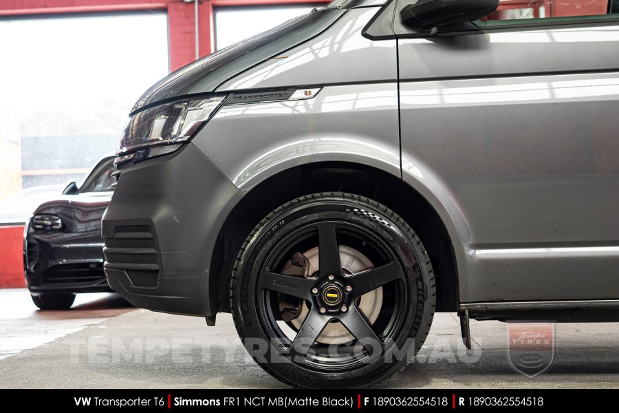 18x8.0 18x9.0 Simmons FR-C Matte Black NCT on VW Transporter