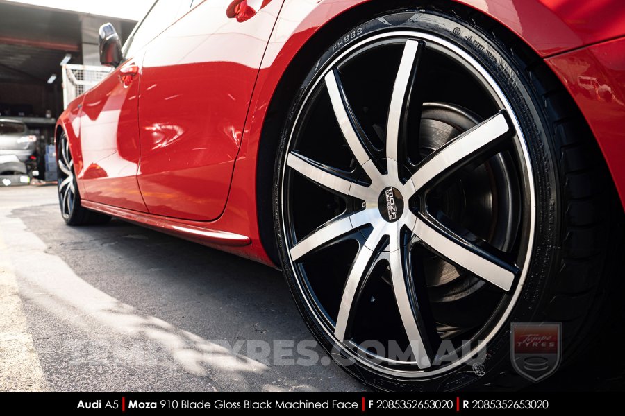 20x8.5 MOZA 910 Blade Gloss Black Machined on Audi A5