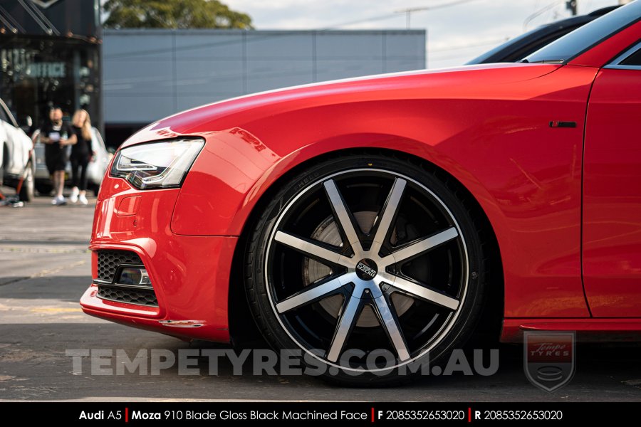 20x8.5 MOZA 910 Blade Gloss Black Machined on Audi A5