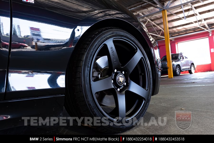 18x8.0 18x9.0 Simmons FR-C Matte Black NCT on BMW 2 Series