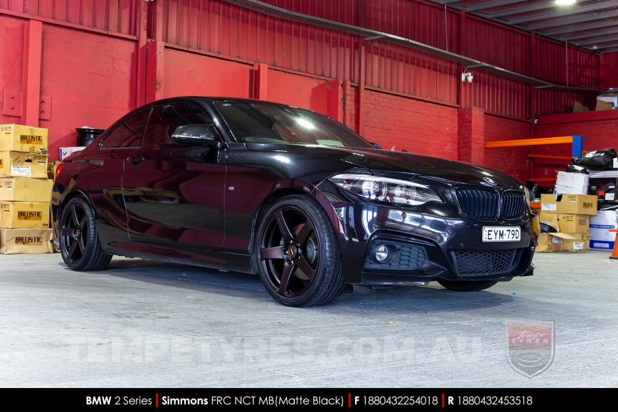 18x8.0 18x9.0 Simmons FR-C Matte Black NCT on BMW 2 Series