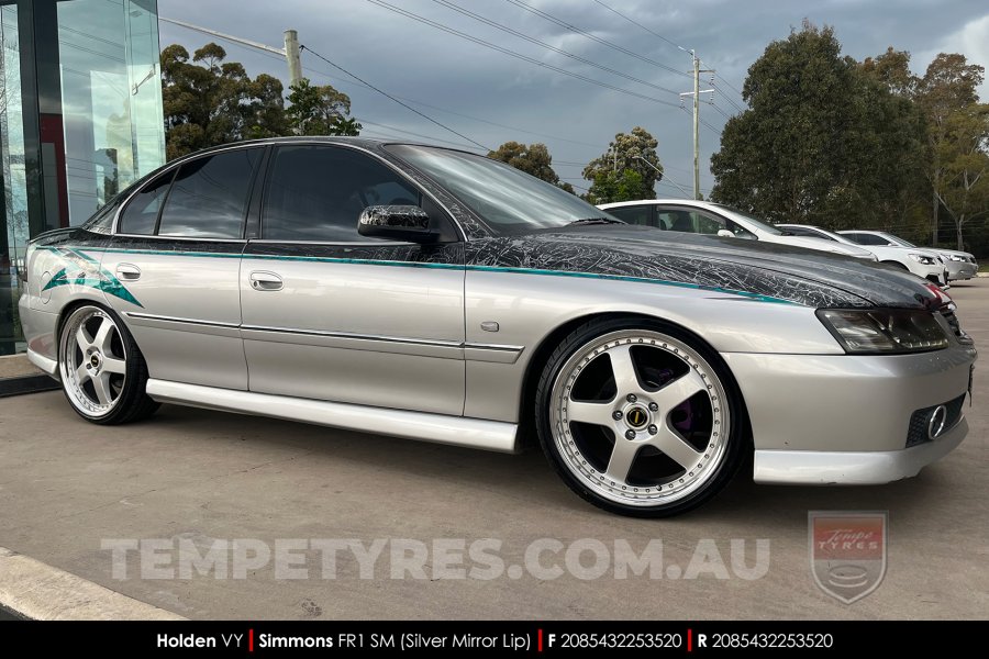 20x8.5 20x9.5 Simmons FR-1 Silver on Holden Commodore VY