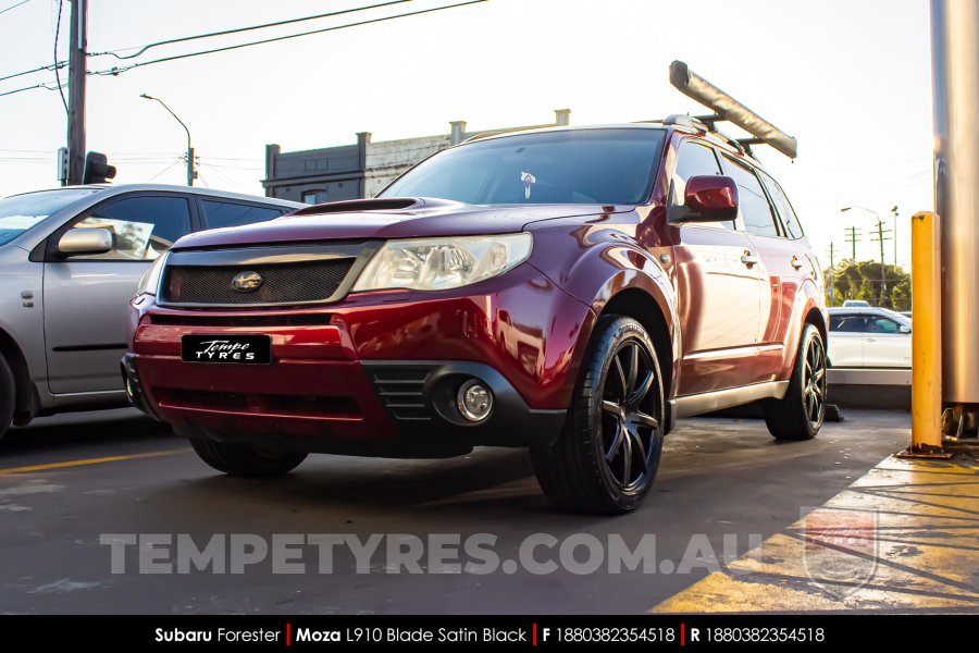 18x8.0 MOZA 910 Blade Satin Black on Subaru Forester