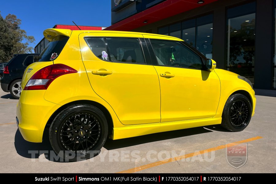 17x7.0 17x8.5 Simmons OM-1 Satin Black on Suzuki Swift