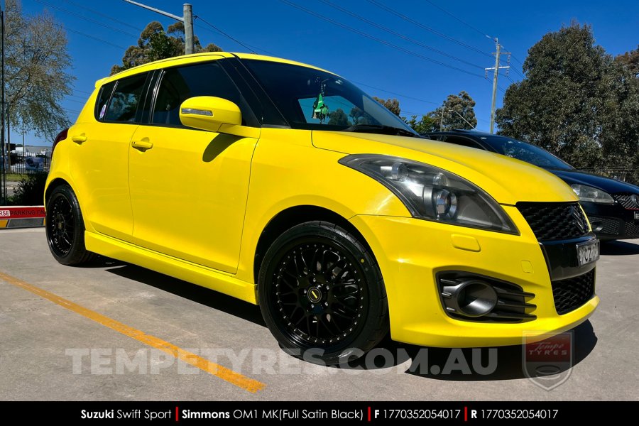 17x7.0 17x8.5 Simmons OM-1 Satin Black on Suzuki Swift