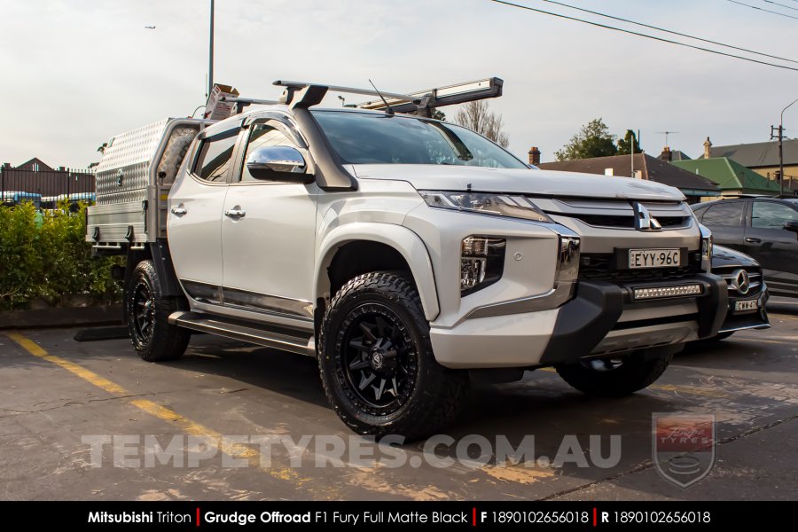 18x9.0 Grudge Offroad F1 Fury Full Matte Black on Mitsubishi Triton