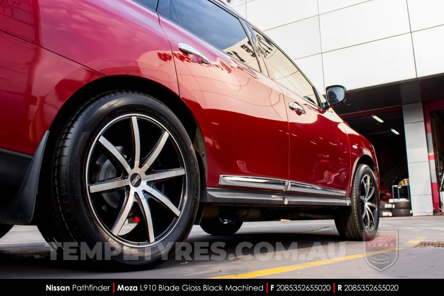 20x8.5 MOZA 910 Blade Gloss Black Machined on Nissan Pathfinder