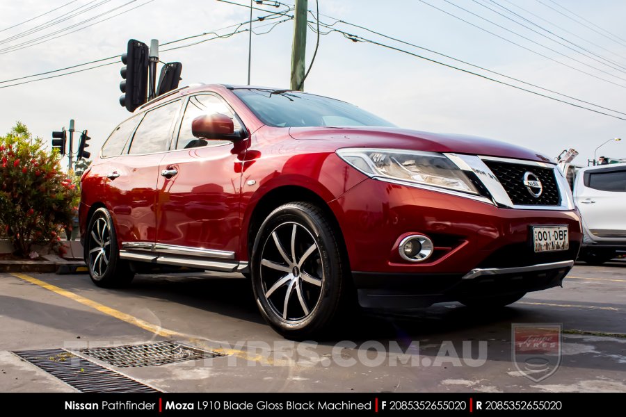 20x8.5 MOZA 910 Blade Gloss Black Machined on Nissan Pathfinder