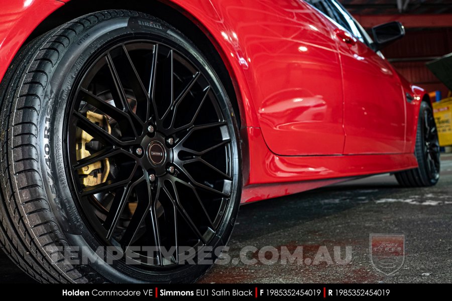 19x8.5 Simmons EU1 Satin Black on Holden Commodore VE