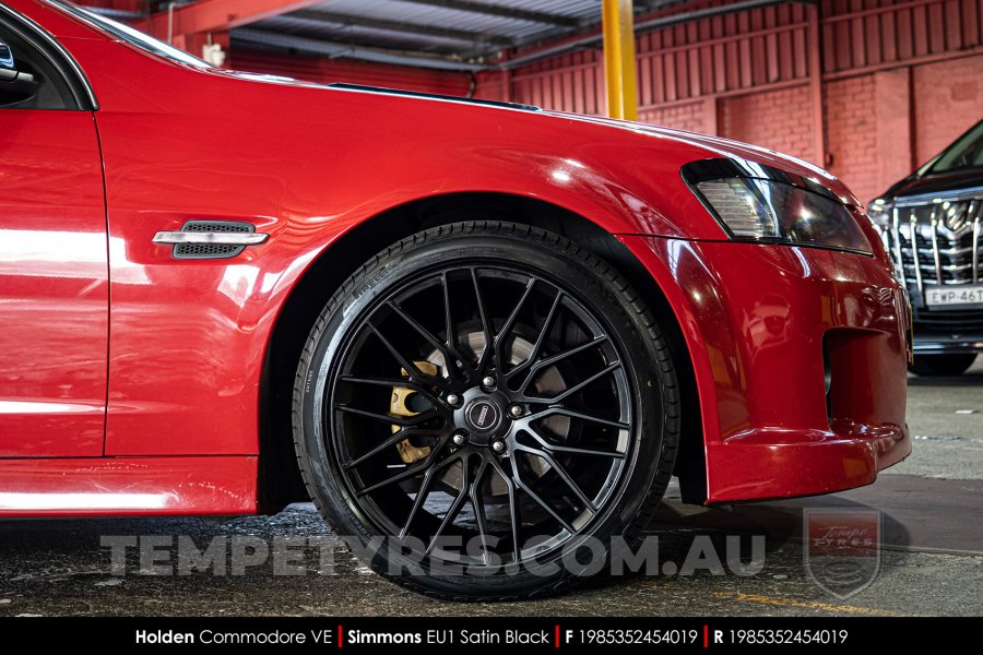 19x8.5 Simmons EU1 Satin Black on Holden Commodore VE