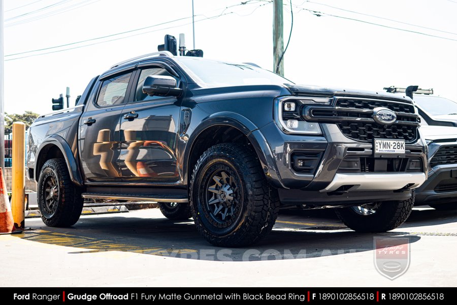 18x9.0 Grudge Offroad F1 Fury Matte Gunmetal on Ford Ranger