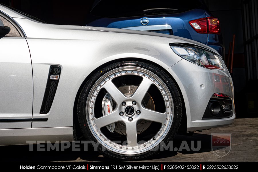 22x8.5 22x9.5 Simmons FR-1 Silver on Holden Calais