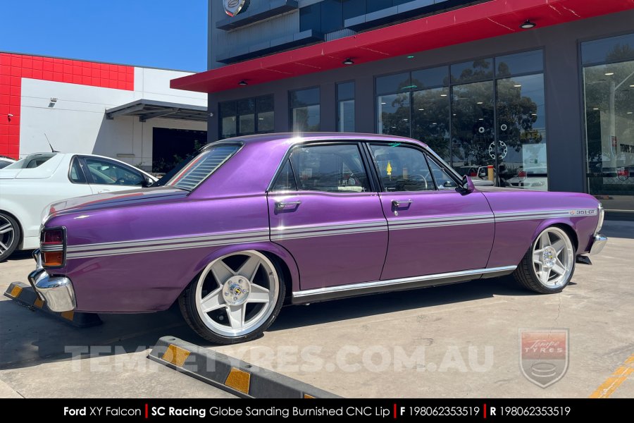 19x8.0 SC Racing Globe Sanding Burnished CNC Lip on Ford Falcon