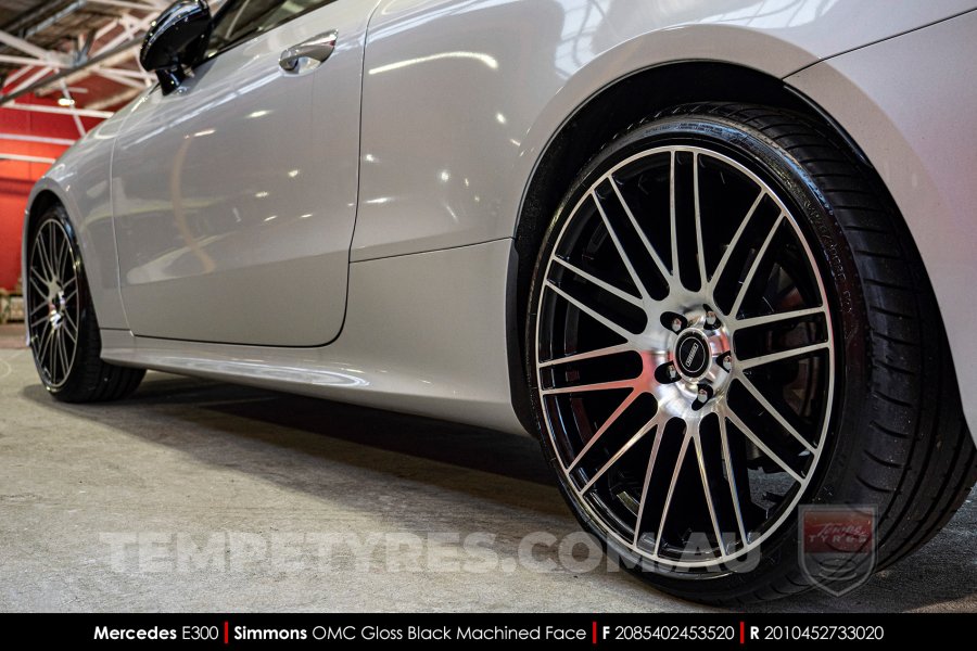 20x8.5 20x10 Simmons OMC Gloss Black Machined Face on Mercedes E-Class